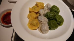 3 colour dumplings at Zǎozǐ Shù - Vegetarian Life Style - Yuanshen in Shanghai