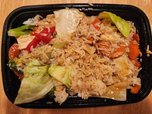 Peanut lover with tofu and rice at Thai Us Up in Seaside