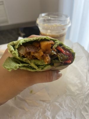 Vegan breakfast burrito 9 May 2025  at 18 Grams Coffee Roasters in Sacramento