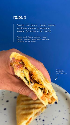 Vegan heura (chick’n) sandwich at Café Fadrí in Cambrils