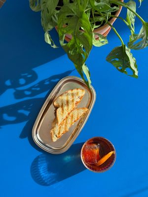 gochujang cheese toastie (all vegan, ofc) at Café Fadrí in Cambrils