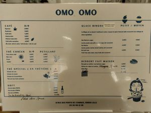 menu boissons et desserts at OMO OMO in Lille