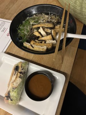 Vegan tofu summer roll and pho bowl!   at Bánh Mì in Reykjavik