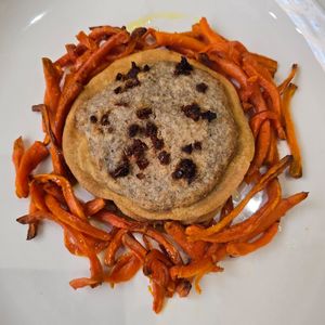 Chickpea crepes with chicory and amazing carrots at Il Lughino in Milan
