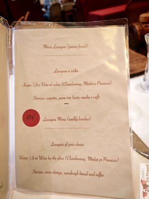 Menu at Il Lughino in Milan