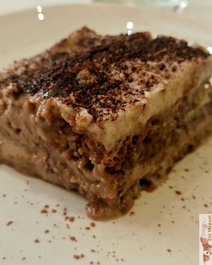 gluten-free tiramisu, not very sweet and very light. at Il Lughino in Milan