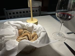 Bread and wine  at Il Lughino in Milan
