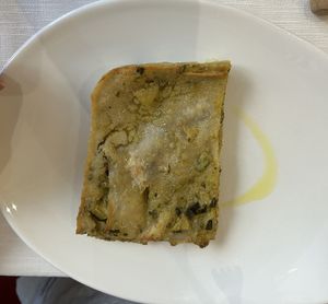 lasagna with zucchini, potatoes and leeks  at Il Lughino in Milan