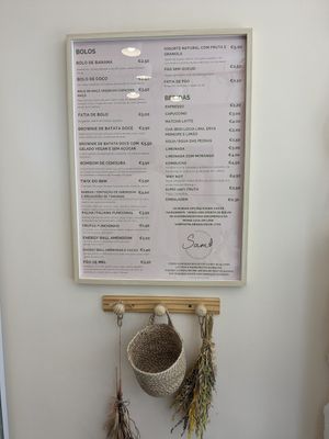 Menu at Sam Bolos e Doces Saudáveis in Lisbon