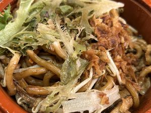 Vegan fish fried udon noodles   at Kohaku Vegan Sushi in York