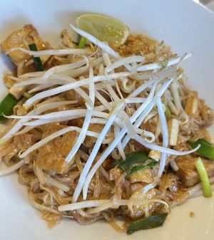 Vegan pad Thai with tofu, 2 kinds of tofu!   at Onedee Thai  in Queens