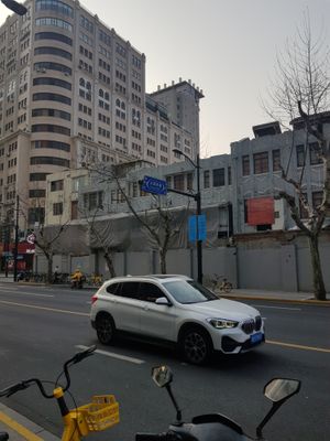 Zoom in on the road - it's a long road at Huì Yuán Sù Shí Fāng 慧缘素食坊 Lotus Vegan in Shanghai