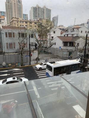 View from the restaurant   at Huì Yuán Sù Shí Fāng 慧缘素食坊 Lotus Vegan in Shanghai