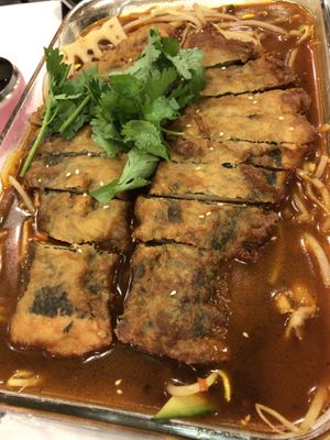 Sweet + sour vegan fish! at Huì Yuán Sù Shí Fāng 慧缘素食坊 Lotus Vegan in Shanghai