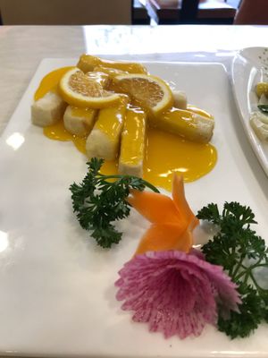 Fried Tofu in orange sauce  at Huì Yuán Sù Shí Fāng 慧缘素食坊 Lotus Vegan in Shanghai