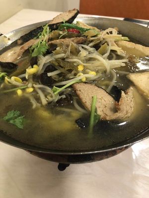 “Fish” with pickled cabbage and vermicelli pot at Huì Yuán Sù Shí Fāng 慧缘素食坊 Lotus Vegan in Shanghai