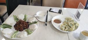 Wontons and pancakes at Huì Yuán Sù Shí Fāng 慧缘素食坊 Lotus Vegan in Shanghai