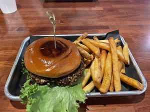 Vegan burger and fries    at Brown Bag Burger  in Flagstaff