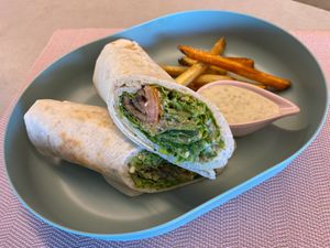 Caesar Tempeh bacon wrap 😋 at Aubrie's Plant-Based Cuisine in El Nido