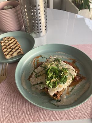 Lasagne and focaccia   at Aubrie's Plant-Based Cuisine in El Nido