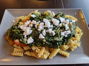 Nudeln mit Spinat und Feta at Vegane Bergpension in Schulenberg