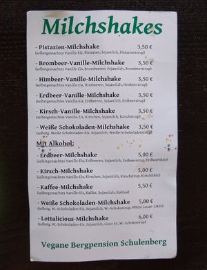 Süße Shakes at Vegane Bergpension in Schulenberg