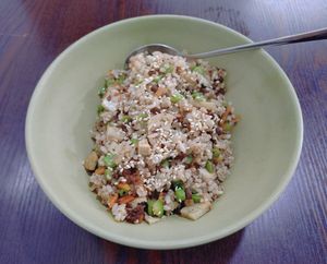 Signature Vegetarian Fried Rice with Toona Sauce 招牌香椿炒飯 at Sam Bo Vegetarian - 三寶素食 in Kowloon