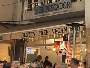 Live music and breakdancing in the square opposite  at Restaurante El Pescador in Fuerteventura