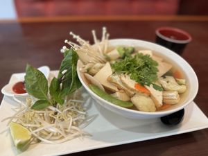 Vegan pho   at Veggiebowl in Vancouver