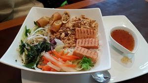 Vermicelli noodle bowl at Veggiebowl in Vancouver