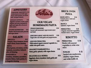 Menu as it 2/28/26  at Sofia's in New York City