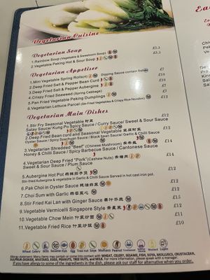 Menu   at Gosforth Palace in Newcastle Upon Tyne