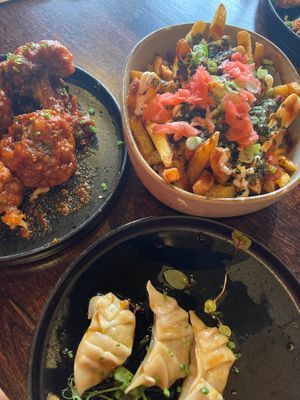Cauliflower. Osaka fries. Veggie gyoza.  at Koji Sunderland in Sunderland