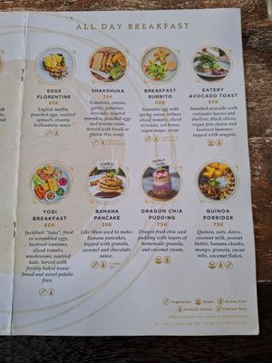 All day breakfast menu at Samyama Eatery in Ubud