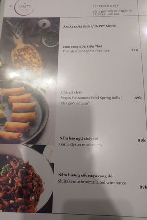 Menu 2 at Yen Vegan Restaurant & Bar in Sapa