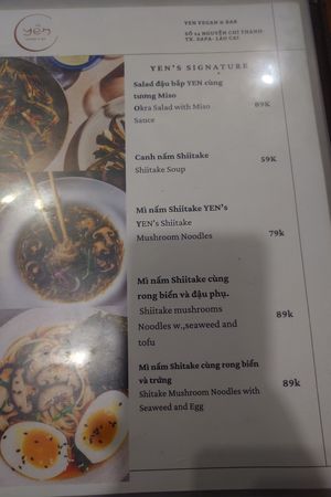 Menu 7 at Yen Vegan Restaurant & Bar in Sapa