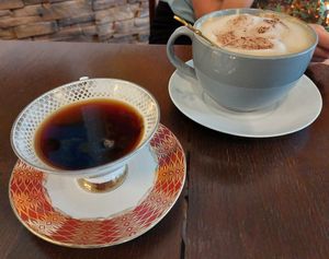 One of many offered coffees & a cappuccino at Café Cut in Giengen An Der Brenz