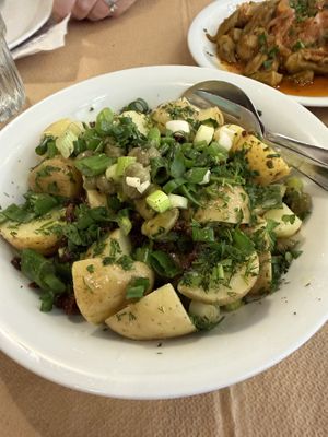 Potato salad on the menu dailyy  at To Sokaki - Οινομαγειρείον "Το Σοκάκι" in Poros