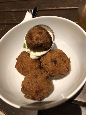Hush puppies were so tasty - the herb ranch for dipping was phenomenal  at Tree House in St Louis