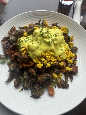 Sausage, Brussels Sprouts, Sweet Potato Hash #Veganuary at Tree House in St Louis