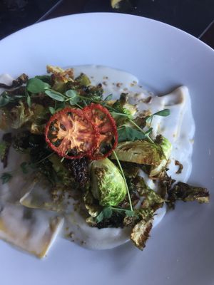 vegan mushroom ravioli with cashew cream sauce at Tree House in St Louis