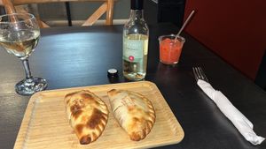 Tofu and vegan meat empanadas  at La Pizza del Pecat in Sitges