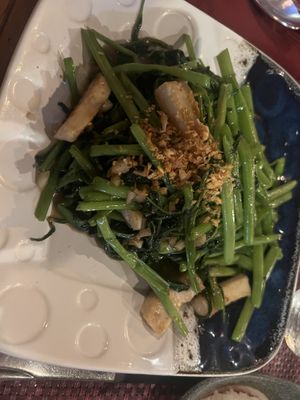 morning glory with extra tofu   at Khaw Glong in Koh Samui