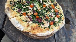 Vegan white pizza at La Catrina Bacalar in Bacalar
