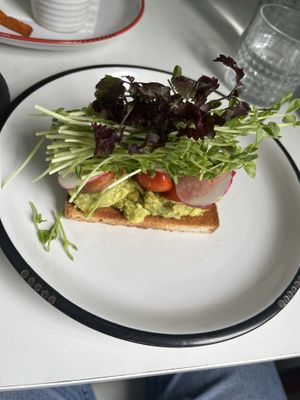 Bramble smash - super posh avocado on toast. Very fresh, local ingredients. Highly recommend!  at Myrtle & Blossom  in Sandgate