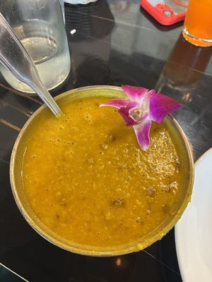 yellow lentils  at Daddyji in Claremont