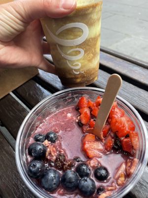 Açaí and coffee both clarified vegan   at Jamba in Melbourne