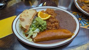 VIVA MEXICO - taco and enchiladas with refried beans at Bertha Miranda's in Reno