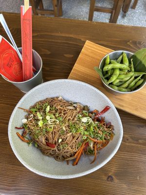 Vegan Noodles and Edamame   at Fu-Lin Sushi & Wok in Antalya