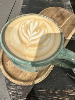 Oat milk latte  at Zërgë Coffeeshop in Budapest